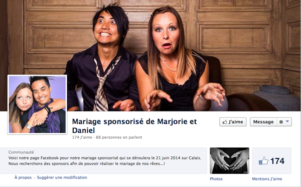 Nous participons au sponsoring du mariage de Daniel et Marjorie de Saint Tricat
