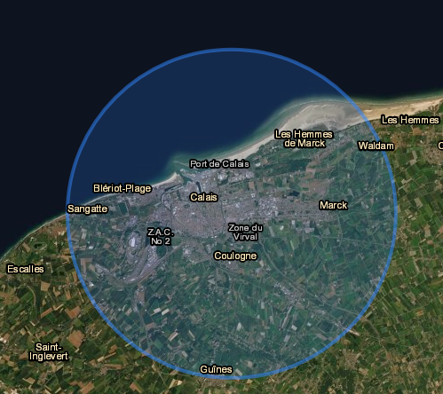 Zone de déplacement de 10 kilomètres autour de Calais